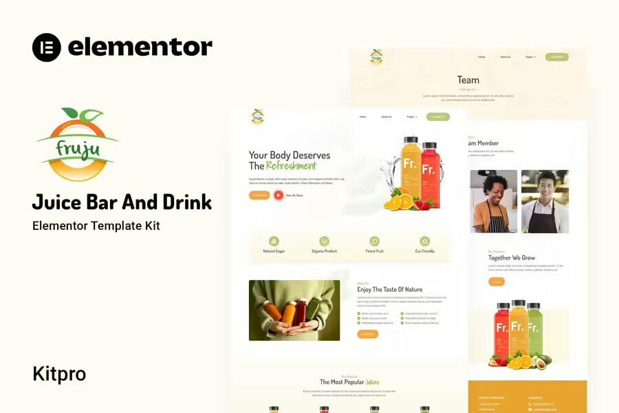 Fruju – Juice Bar & Drink Brand Elementor Template Kit