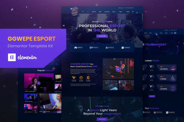 GGWEPE – Esports & Gaming Elementor Template Kit