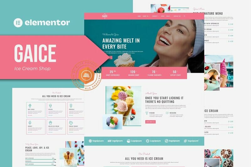 Gaice - Ice Cream Shop Elementor Template Kit