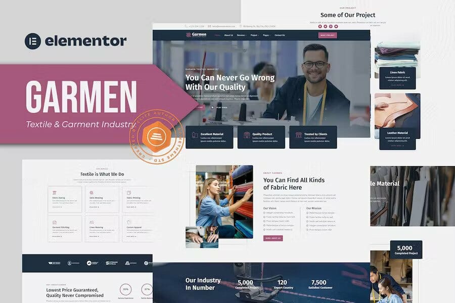 Garmen – Textile & Garment Industry Elementor Template Kit