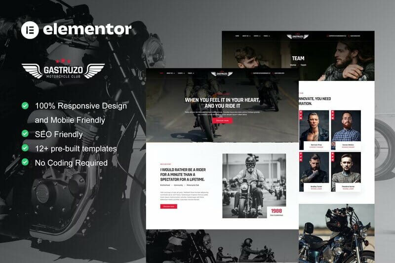 Gastruzo – Motorcycle Club Elementor Template Kit