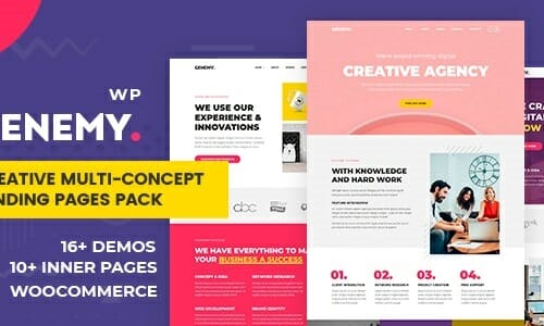 Genemy – Creative Minimal Landing Page Builder for Digital Startup Design Studio Agency in Marketing