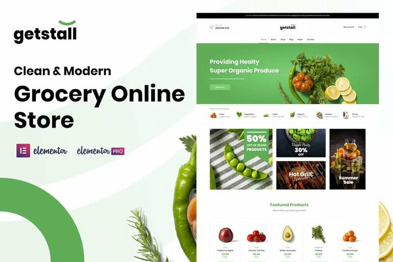 Getstall – Grocery Store Elementor Template Kit