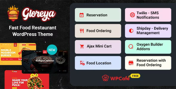 Gloreya – Restaurant Fast Food & Delivery WooCommerce Theme