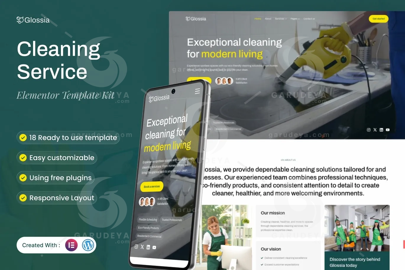 Glossia – Cleaning Service Elementor Template Kit