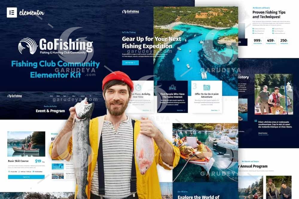 Go Fishing - Fishing Club Community Elementor Template Kit