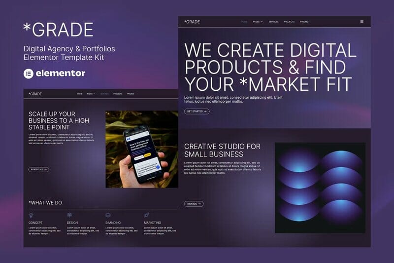 Grade – Creative Agency & Portfolios Elementor Template Kit