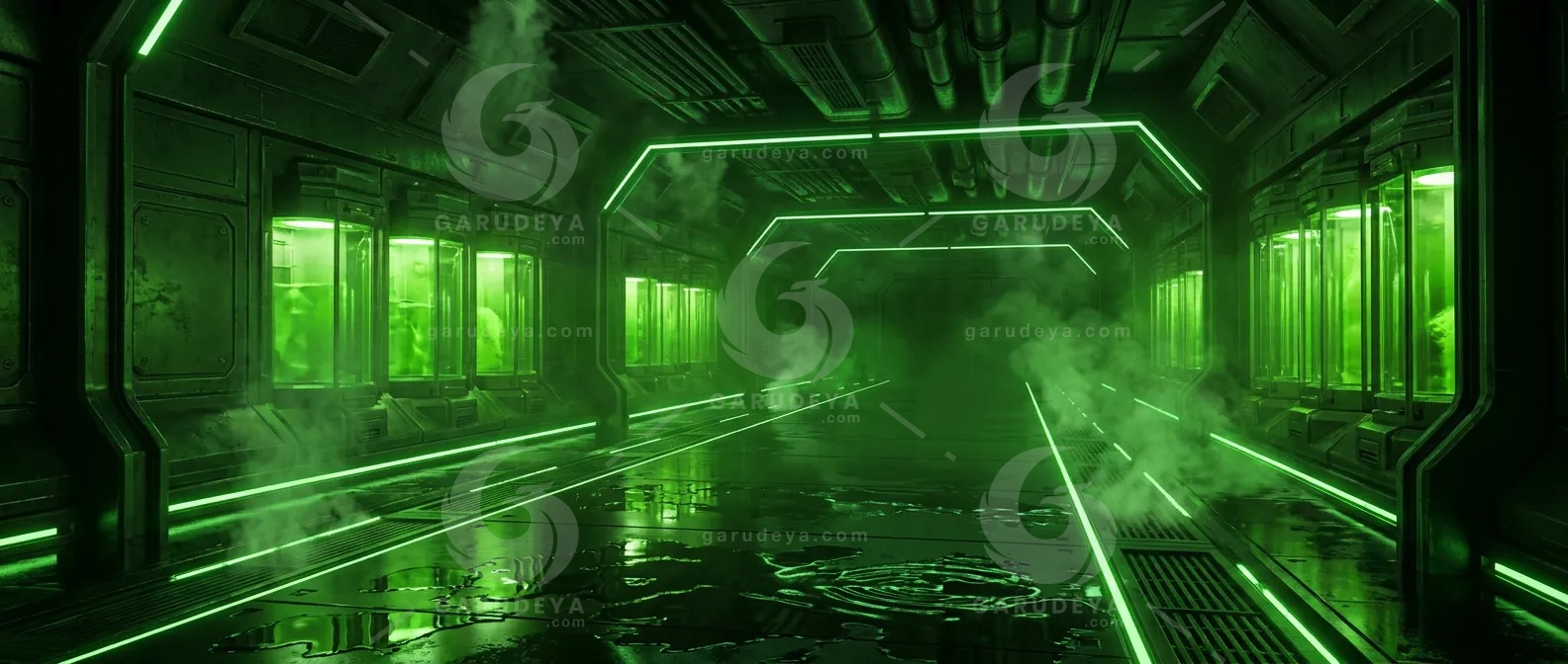 Green Toxic Fog Underground Lab Background