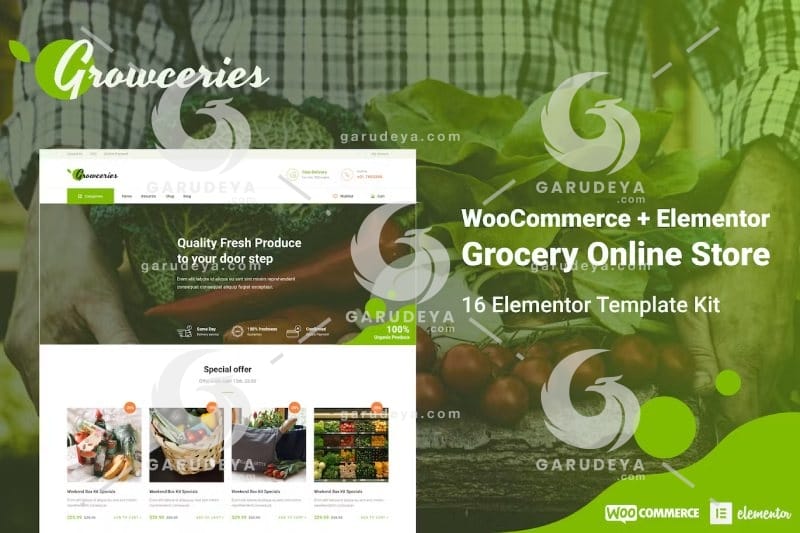 Growceries - Food & Grocery Store Elementor Template Kit