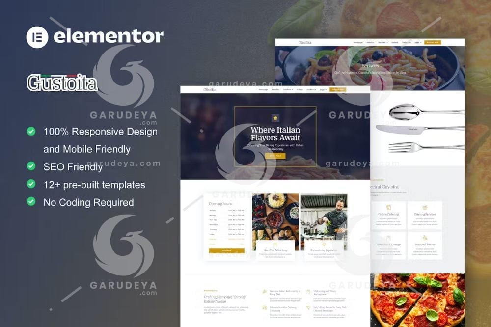 Gustoita – Italian Restaurant Elementor Template Kit