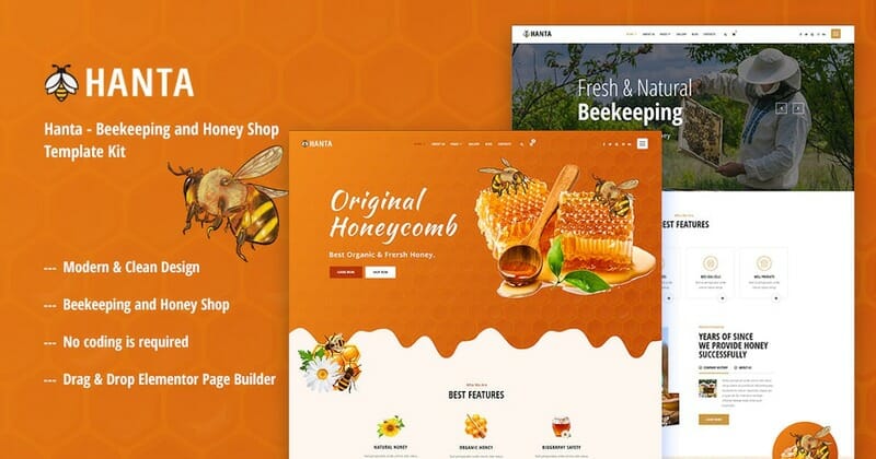 Hanta - Beekeeping & Honey Shop Elementor Template Kit