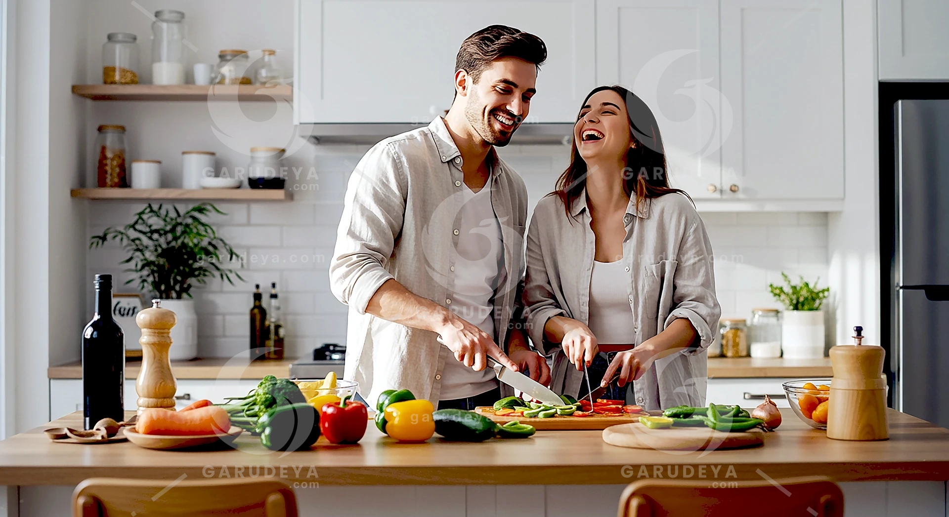 Healthy Lifestyle Cooking at Home with Fresh Vegetables