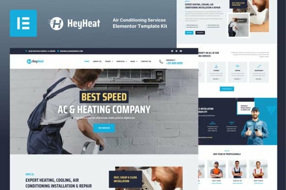 HeyHeat – Air Conditioning Services Elementor Template Kit