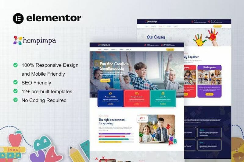 Hompimpa – Kindergarten & Child Care Elementor Template Kit