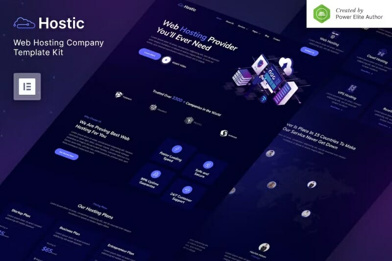 Hostic – Web Hosting Company Elementor Template Kit