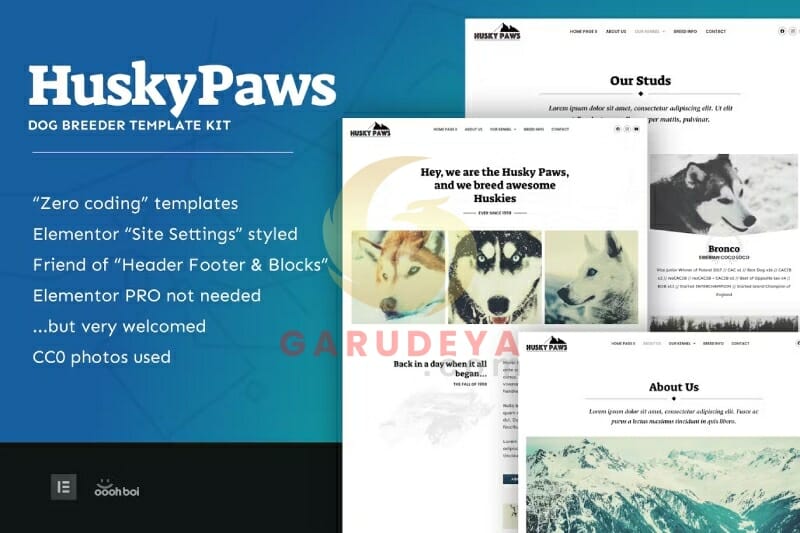 HuskyPaws – Dog Breeder Elementor Template Kit