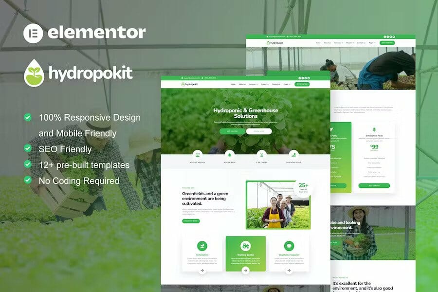 Hydropokit – Hydroponic & Agriculture Elementor Template Kit