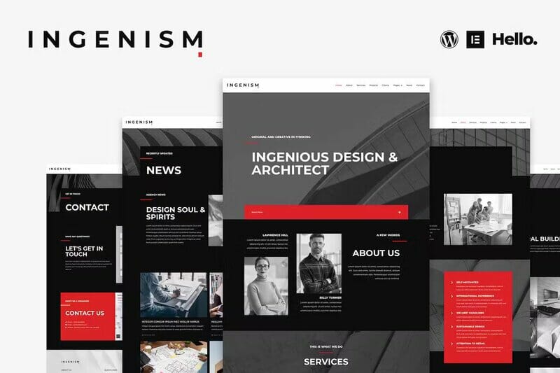 INGENISM – Architectural Design Agency Elementor Template Kit