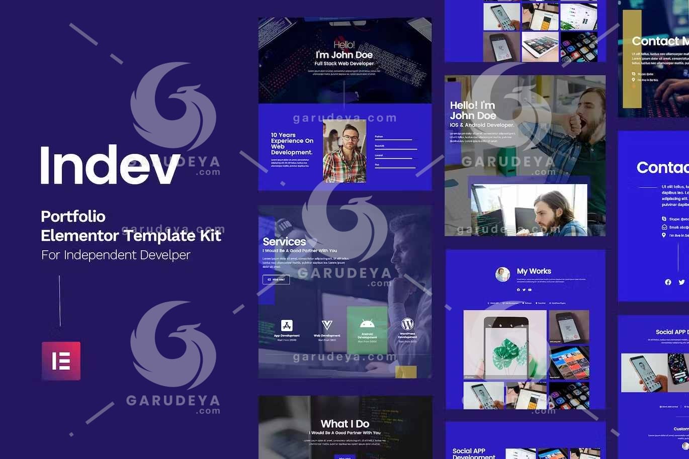 Indev - Portfolio Elementor Template Kit For Developer