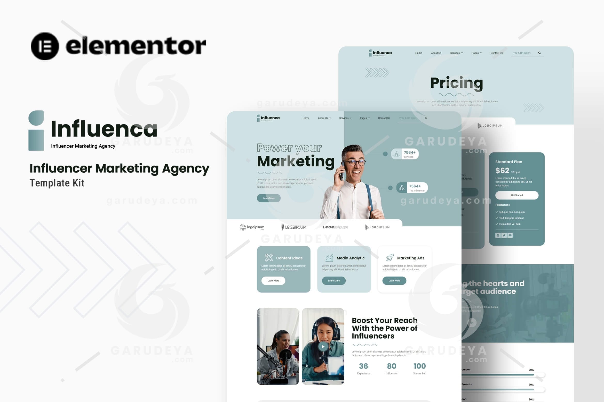 Influenca – Influencer Marketing Agency Elementor Template Kit