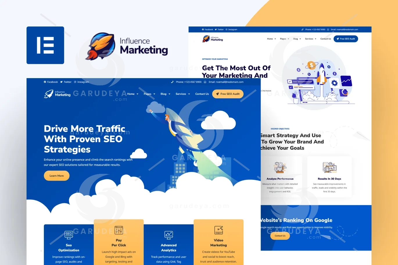 Influence Marketing – SEO & Digital Agency Elementor Template Kit