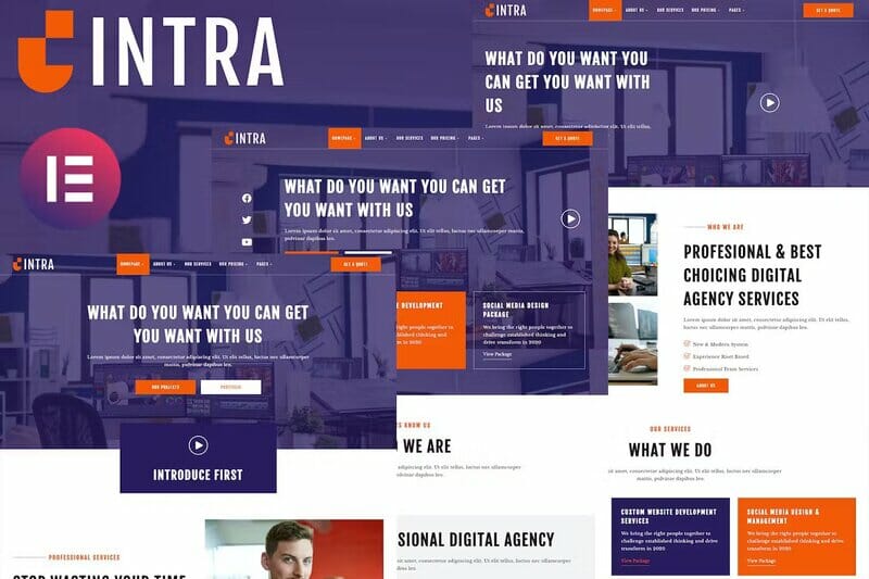 Intra – Modern Digital Agency Elementor Template Kit