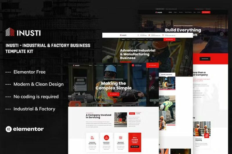 Inusti – Industrial & Factory Business Elementor Template Kit