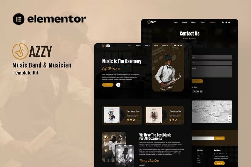 Jazzy – Music Band & Musician Elementor Template Kit