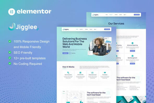 Jigglee – Tech Startup Business Elementor Template Kit