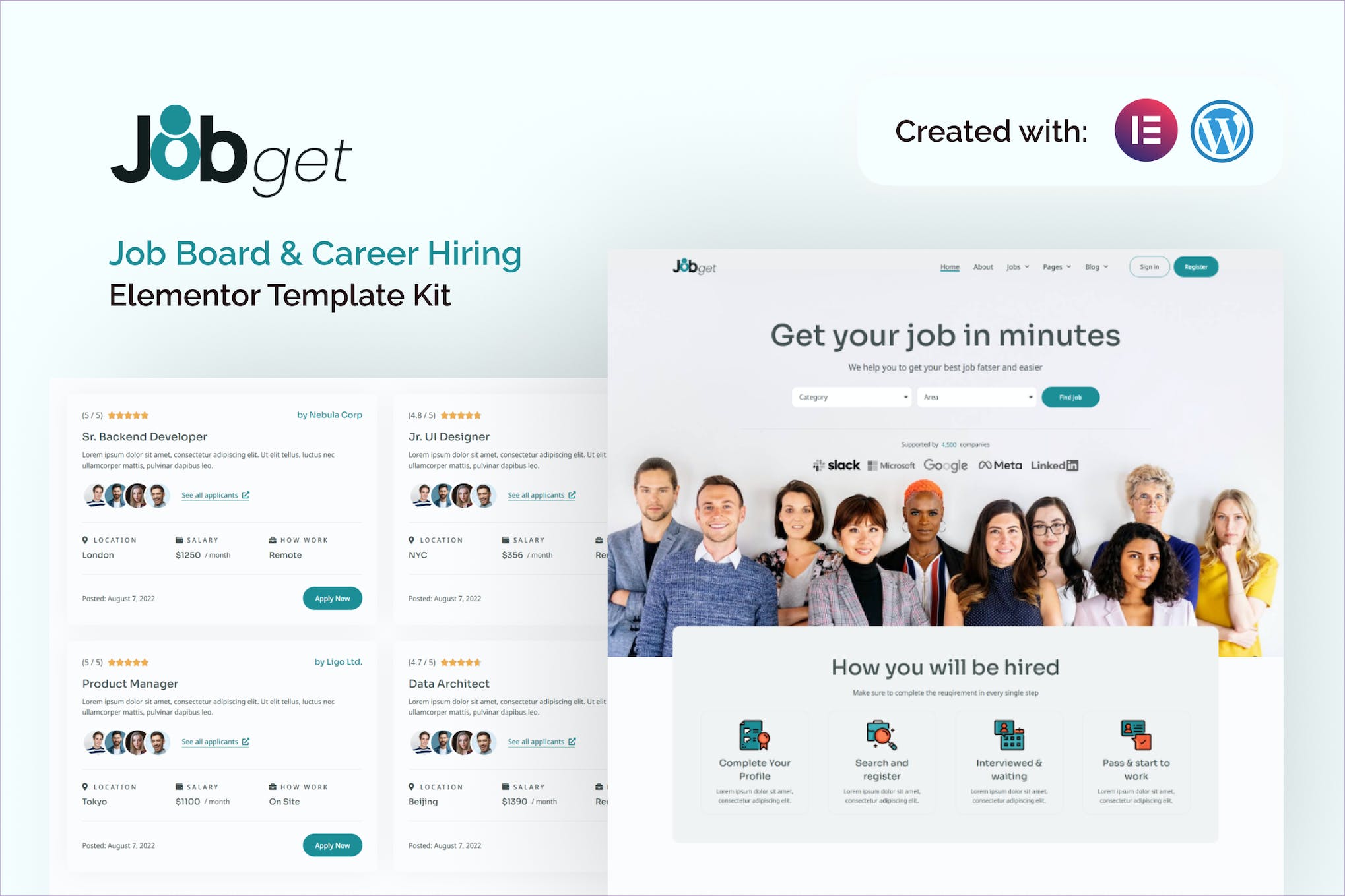 Jobget Job Board & Career Hiring Elementor Template Kit