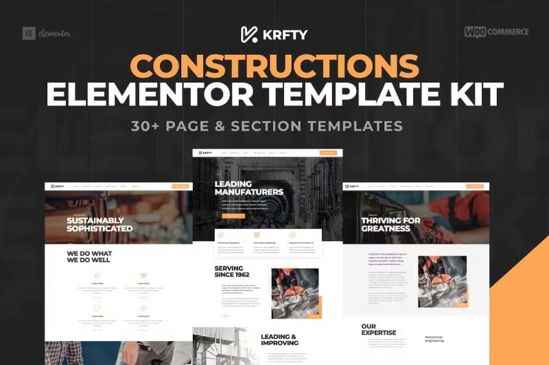 KRAFTY – Construction & Industry Elementor Template Kit