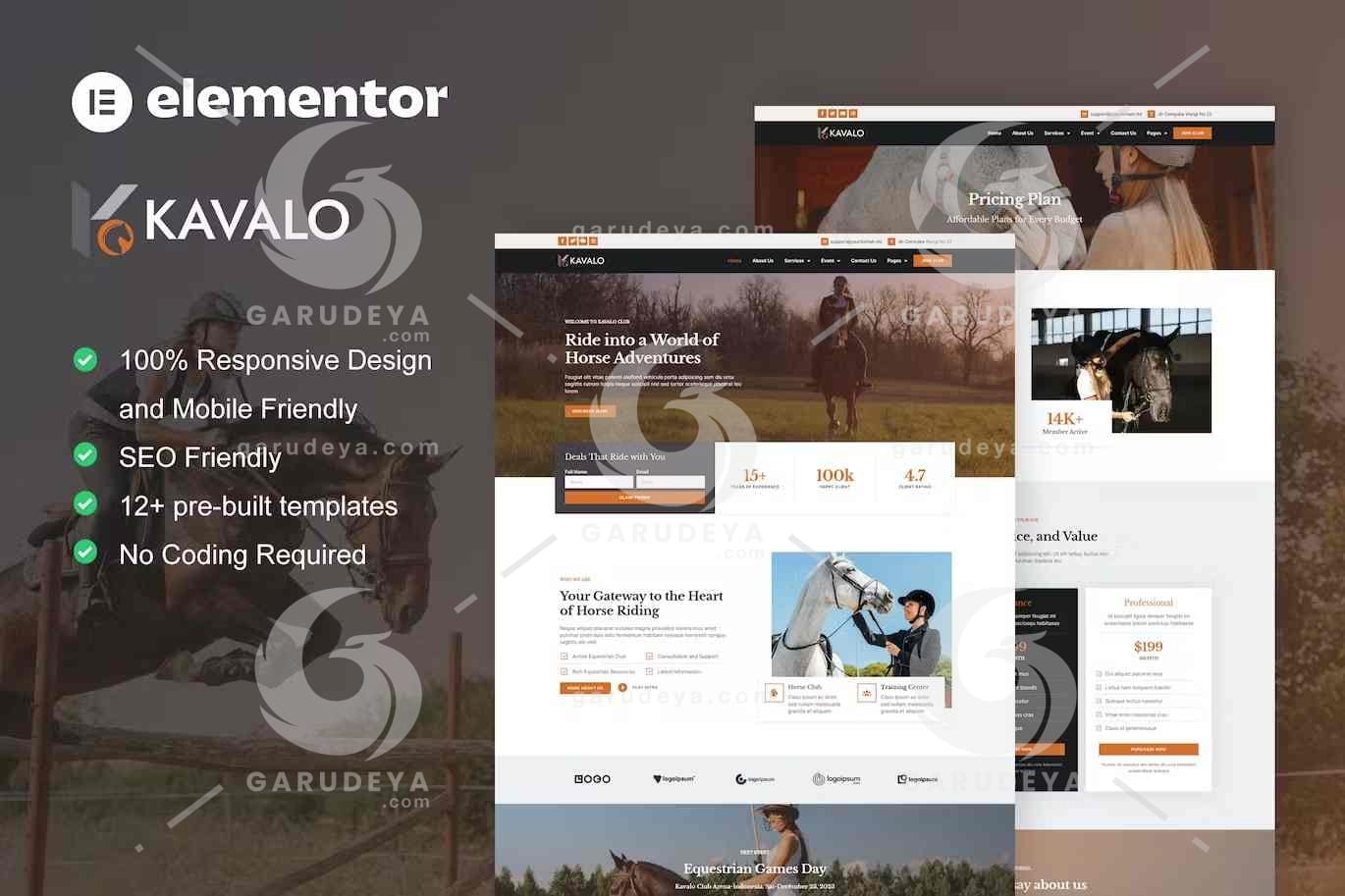 Kavalo – Horse Riding Club Elementor Pro Template Kit