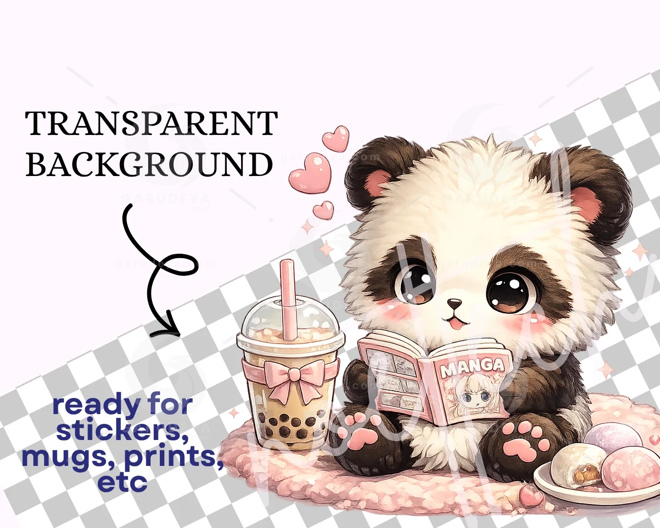 Kawaii Cozy Reading Animals | Cute Whimsical Animal Clipart Bundle | 36 PNG Transparent | Commercial Use