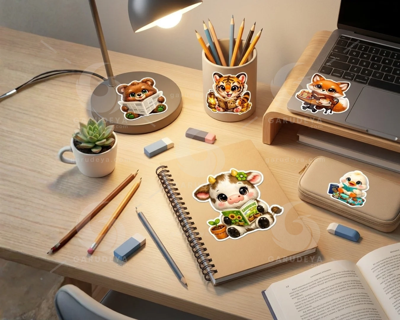 Kawaii Cozy Reading Animals | Cute Whimsical Animal Clipart Bundle | 36 PNG Transparent | Commercial Use