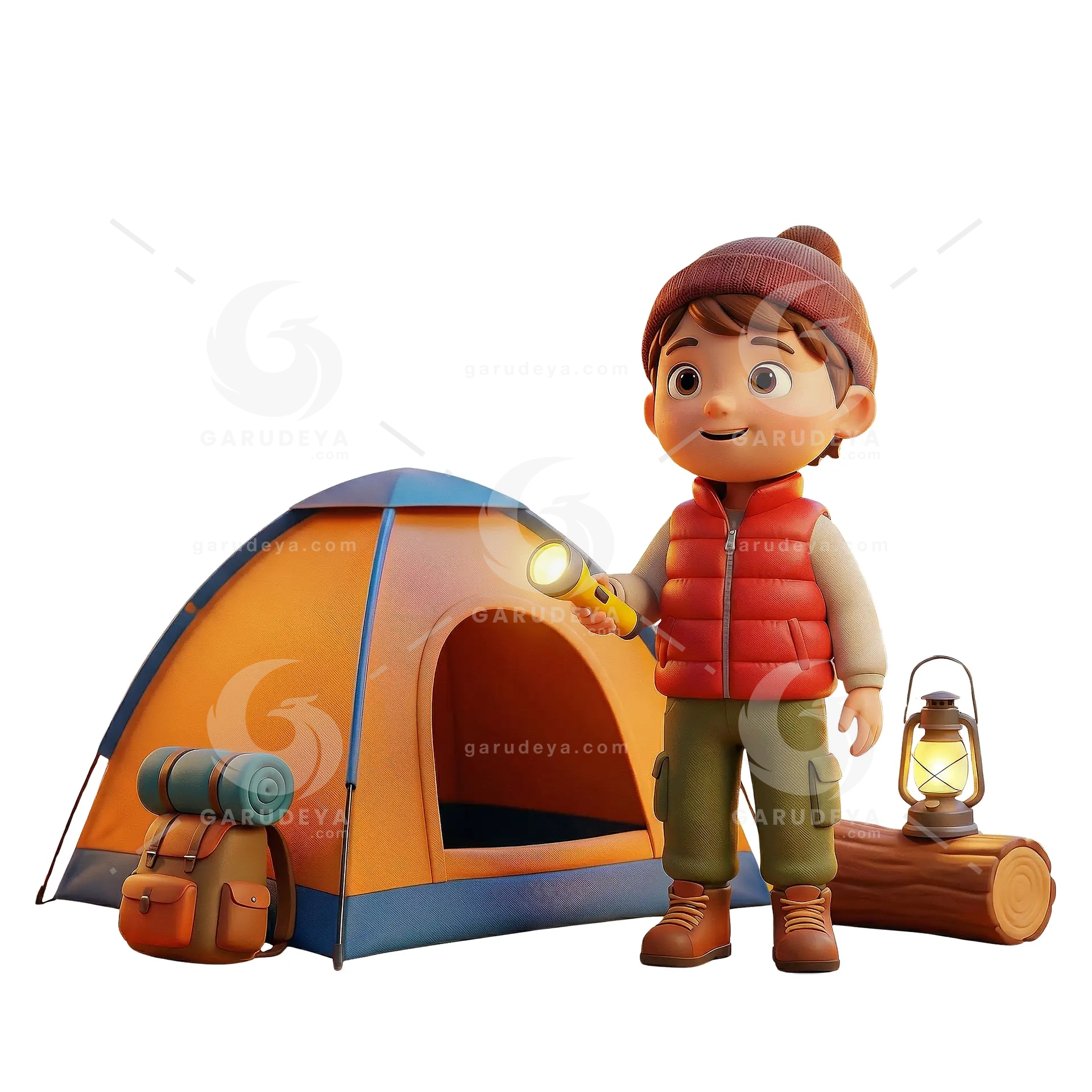 Kid Camping Adventure Outdoor 3D Cartoon