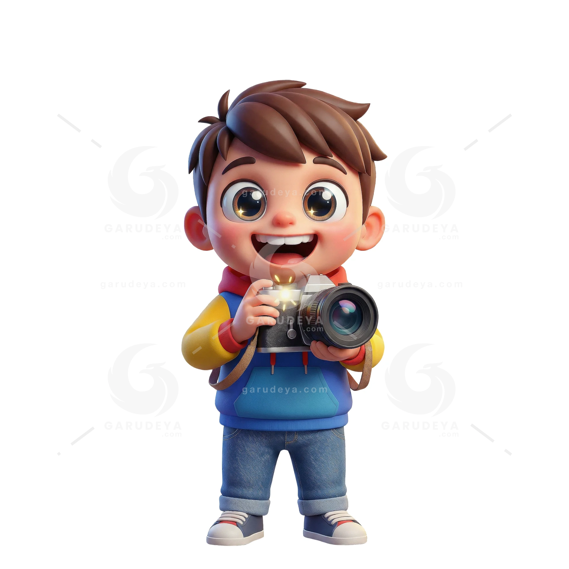 Kid Taking Photo Camera - 3D Cartoon