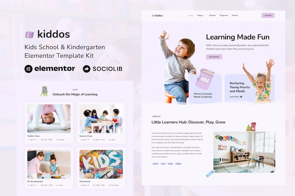 Kiddos – School & Kindergarten Elementor Template Kit