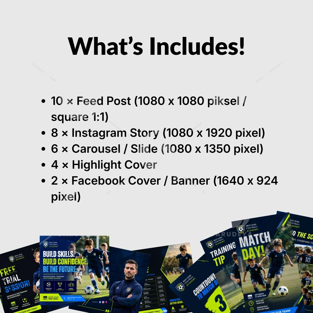 Kids Soccer Templates Canva Bundle for Football Academy (30 Editable Canva Template)