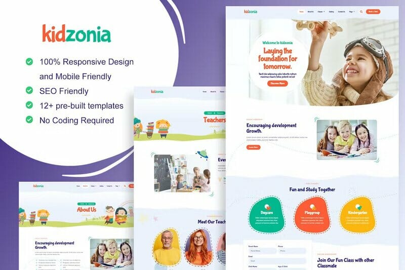 Kidzonia – Kindergarten & Child Care Elementor Template Kit