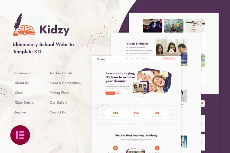 Kidzy – Elementary School Elementor Template Kit