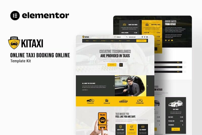 Kitaxi – Online Taxi Booking Elementor Template Kit