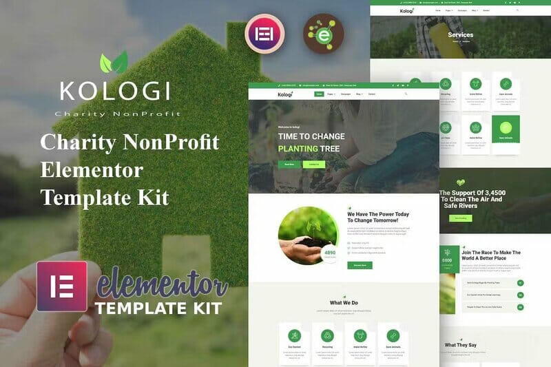 Kologi – Charity NonProfit Elementor Template Kit