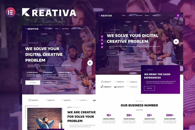 Krativa – Creative & Digital Agency Services Elementor Template Kit