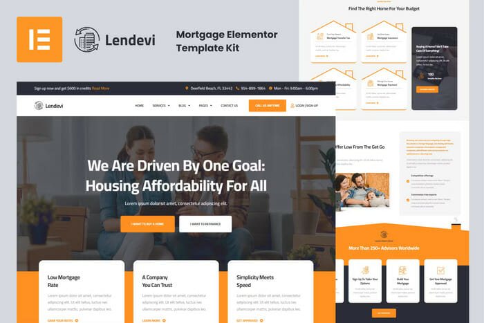 Lendevi – Mortgage Elementor Template Kit