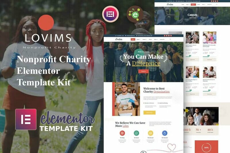 Lovims – Charity NonProfit Elementor Template Kit