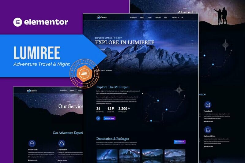 Lumieree – Adventure Travel & Night Camping Elementor Template Kit