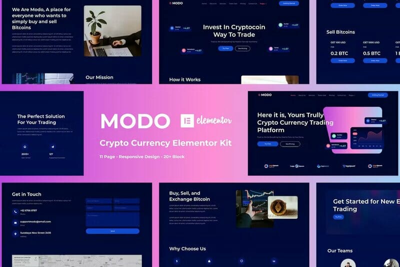 MODO – Crypto Currency Elementor Template Kit