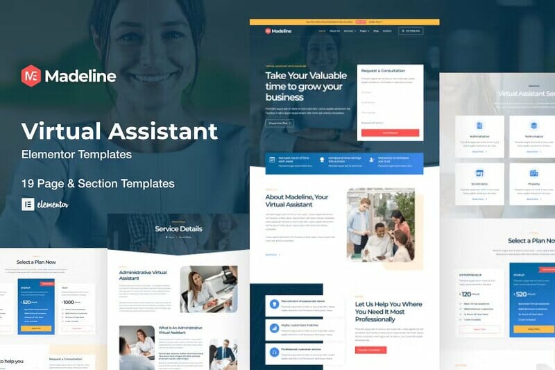 Madeline - Virtual Assistant Website Elementor Template Kit