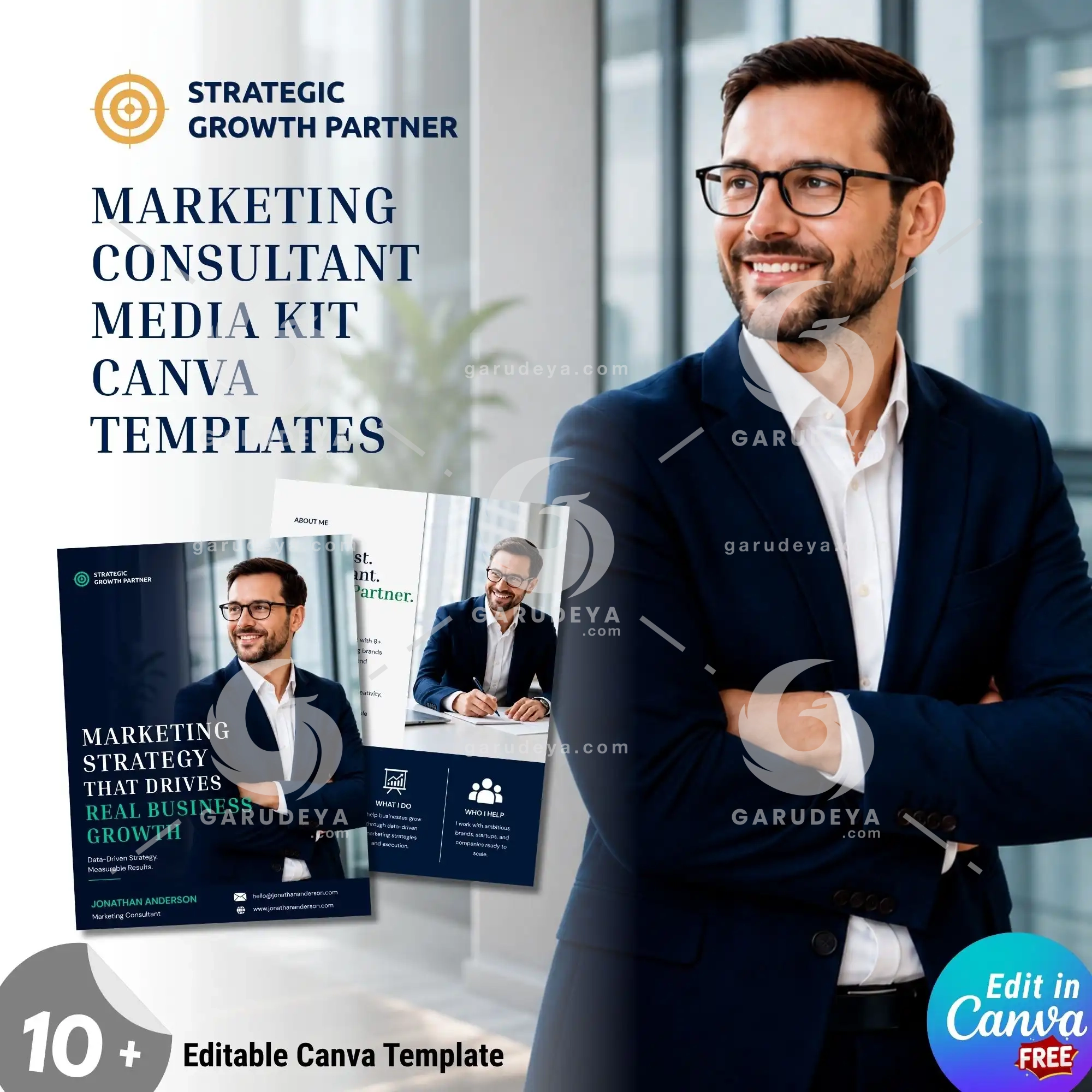 Marketing Consultant Media Kit Canva Templates | Executive Growth Portfolio (Digital Download)