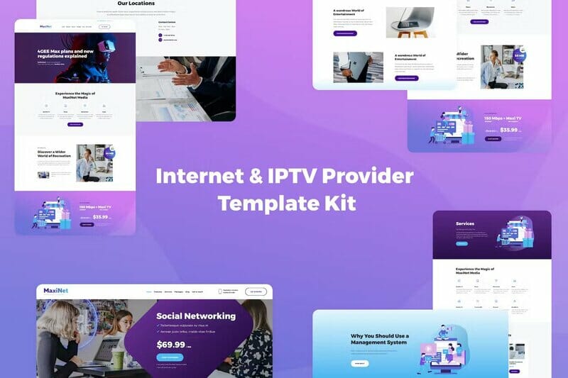 MaxiNet – Internet & IPTV Provider Elementor Template Kit